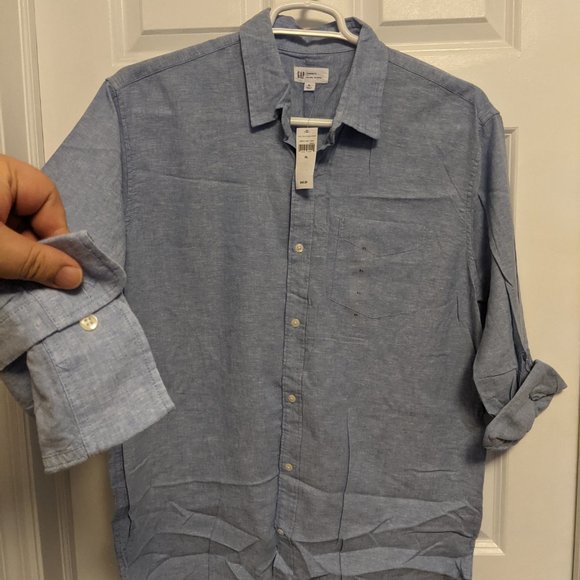 Gap Dress Button Down Standard Fit Men's XL Blue - Picture 7 of 8